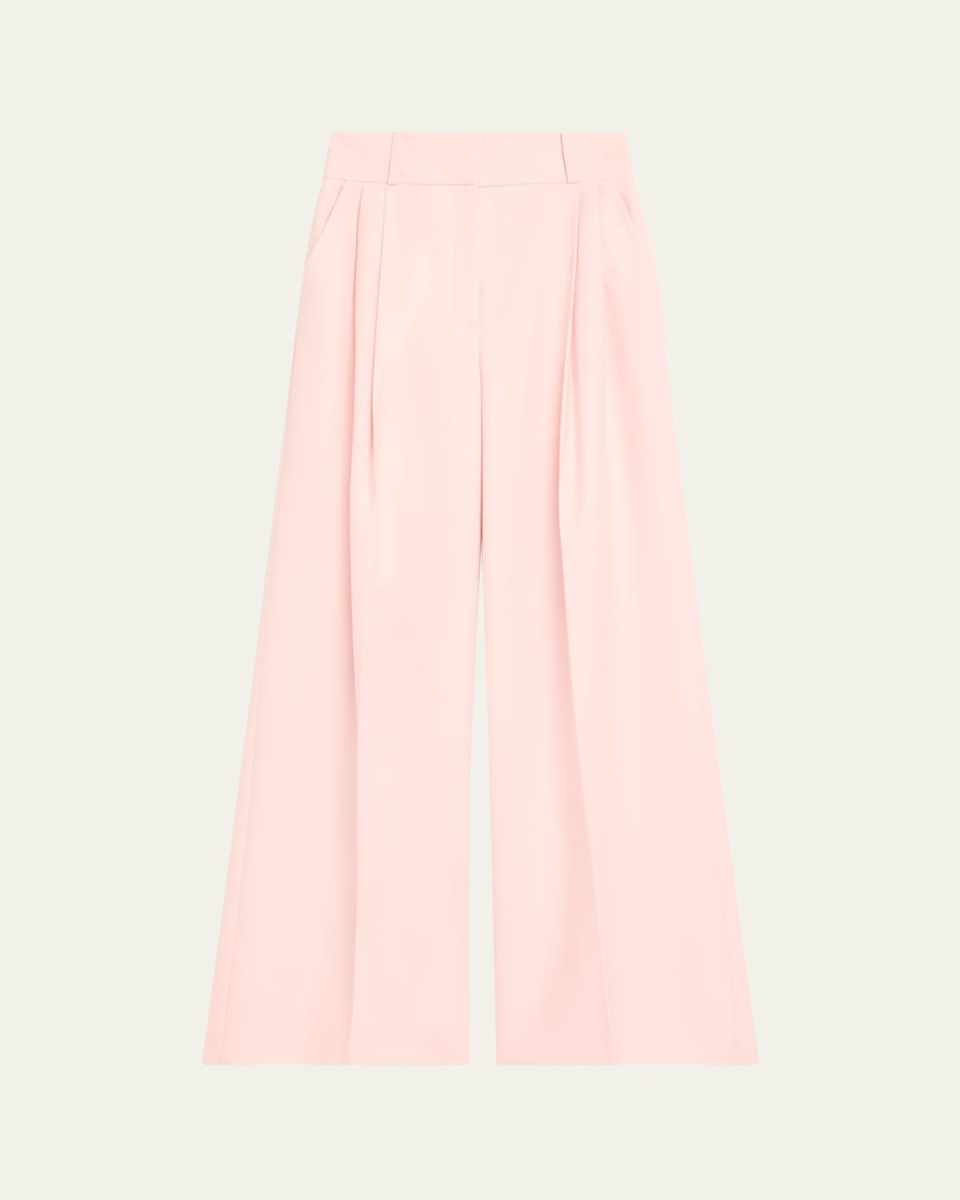 Double-Pleated Wide Leg Wool Pants
